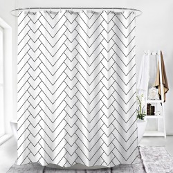 Thick Waterproof Shower Curtain Geometric Vertical Stripes Washable Quick Dry Bathroom Accessories