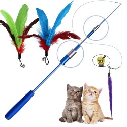3pcs Plush Cat Teaser Stick Bite-resistant Funny Interactive Spring Toy Ball Playing Wand Pet Supplies