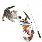 Cat Teaser Stick Caterpillar Feather Replacement Head Pet Set Retractable  Fishing Rod Cat Toys
