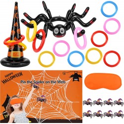 Halloween Inflatable Spiders Ring Toss Game and Pin The Spider on The Web Game for Kids Halloween Party Favor Game Toys Indoor Outdoor Activities Game Spider.