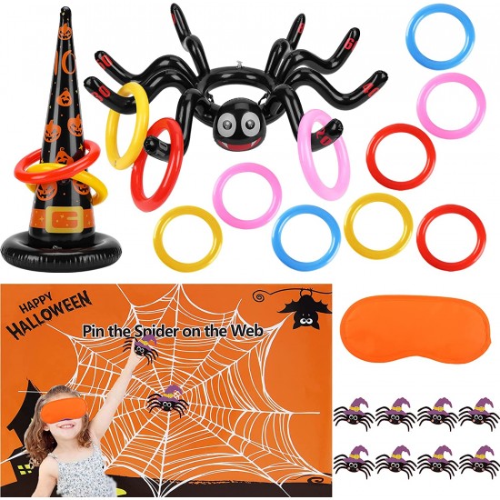 Halloween Inflatable Spiders Ring Toss Game and Pin The Spider on The Web Game for Kids Halloween Party Favor Game Toys Indoor Outdoor Activities Game Spider. Halloween Inflatable Spiders Ring Toss Game and Pin The Spider on The Web Game for Kids Halloween Party Favor Game Toys Indoor Outdoor Activities Game Spider.
