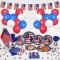 4th of July Party Supplies American Flag Decorations - Includes Tablecloths, Plates, Napkins, Cups, Flatware Set and Small American Flags, Banner, Balloons for Patriotic Party